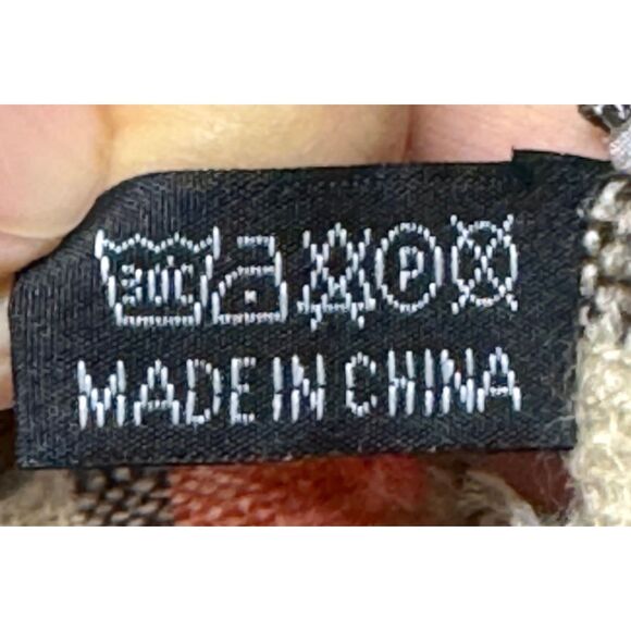 LOOK Blanket Scarf Wool Blend Rectangular Cream/Coral/Green/Black Plaid - Picture 4 of 4